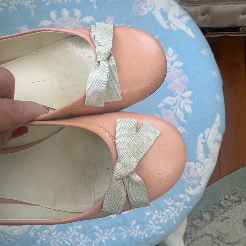*Miu Miu* 37.5 Blush Peach-Pink Ballet Flats Leather Loafers - Picture 7 of 12